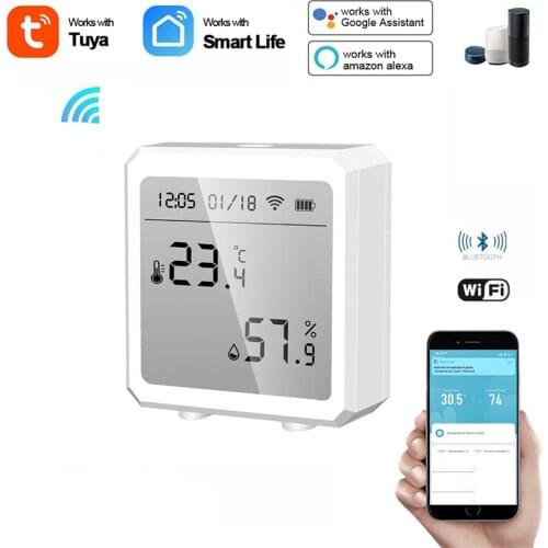 Tuya WIFI Smart Home Temperature And Humidity Sensor With LED Screen With Alarm Function Works With Google Assistant Smart Life