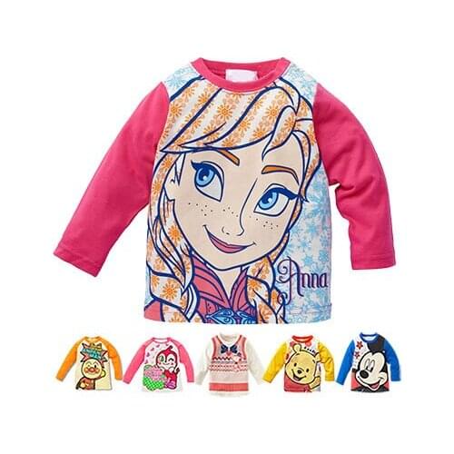 2021 Childrens Autumn All Cotton Round Neck Cartoon Minnie Bread Adult Long Sleeve T-Shirt Girls Boys' Sports Pullover