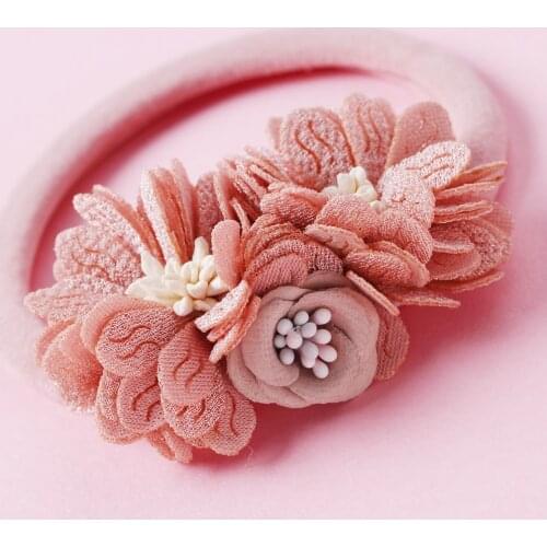 Kids Hair Accessories Lovely Baby Headband Fake Flower Nylon Headbands For Girls Artificial Floral Elastic Hair Bands Headwear