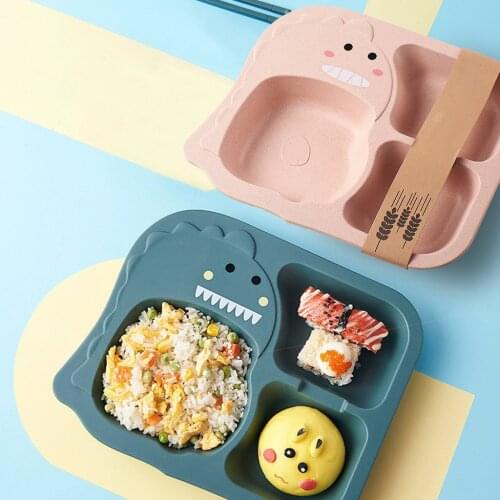 Baby Divided Plate Portable Non Slip Cartoon Child Feeding Plate For Children Babies Plates And Bowls Set Ensembles De Vaisselle