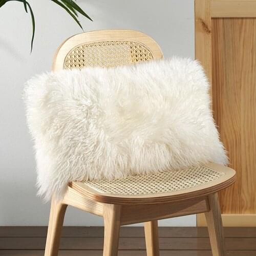 Genuine sheepskin fur sofa cushion without stuff ivory single side fur decoration lamb sheep fur pillow without core SALES