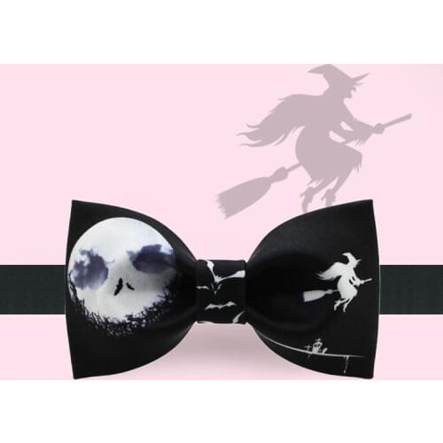 Free shipping 2019 new fashion mens male MAN Original handmade printed bow tie banquet party groom dress Witch broom Halloween