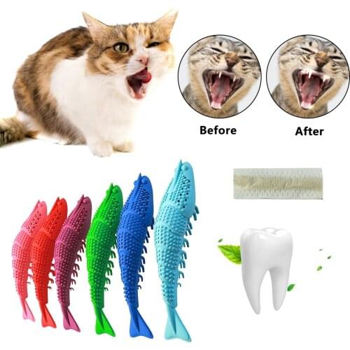 H&JOY Cat Catnip Toy Cat Toothbrush Catnip Shrimp Shaped Teeth Cleaning Toy Rubber Cat Biting Molar Stick Funny Pet Toy For Cats