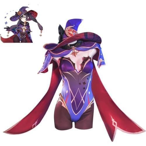 Game Genshin Impact MONA Cosplay Costume Women Sexy Jumpsuit with Hat Female Role Play Clothing Halloween Uniforms Custom Made