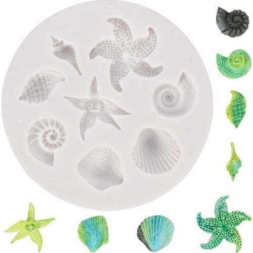 Cake Decoration Tools Diy Sea Creatures Conch Starfish Shell Fondant Cake Candy Silicone Molds Creative Diy Chocolate Mold