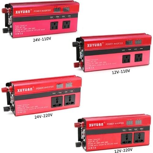 4000W Solar Power Inverter Sine Wave LED 4 USB DC12/24V To AC110V/220V Convert Car Accessory M77