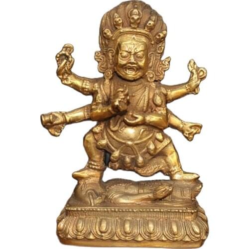 Chinese old craft Old Tibetan pure copper six-walled Maha Buddha