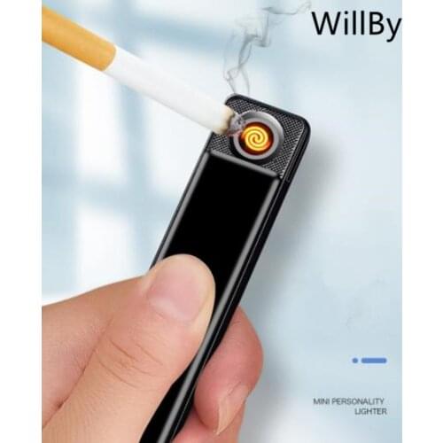 Creative Long Windproof Electronic USB Rechargeable Cigarette Lighter