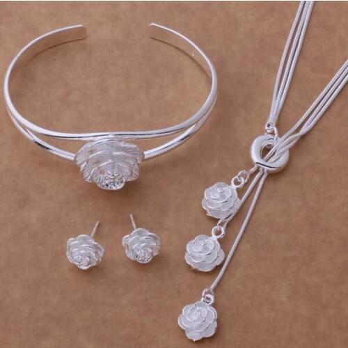 AS264 Hot sterling Jewelry Sets Bangle 078 + Necklace 497 + Earring 283 /akmajbta aqzajiga silver color