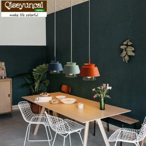 Qiseyuncai 2018 Nordic restaurant wrought iron glass chandelier modern personality simple macarons cafe aisle bar bar study lamp