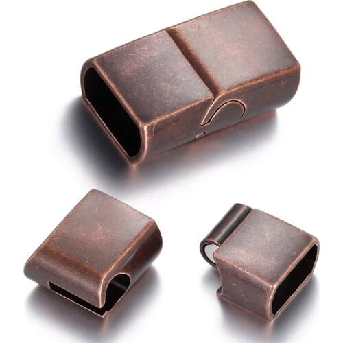 Stainless Steel Magnetic Clasp 11x6mm Hole Red Bronze Plated Fastener for Bracelet Jewelry Making Closure Magnet Buckle