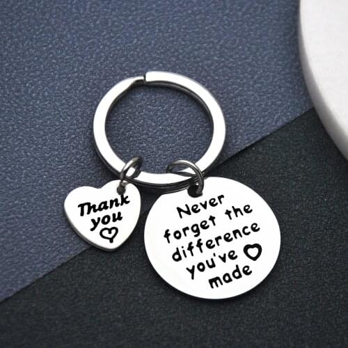 Metal Keychain Retirements Thanksgiving Day Gifts For Coworker Friends -Never Forget The Difference You'Ve Made