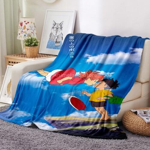 Cartoon Ponyo 3D Print Flannel Blanket For Beds AnimeThrow Bedspread Sofa Warm Gift Kids Hot Sale Luxury Game Kids Girl Gift