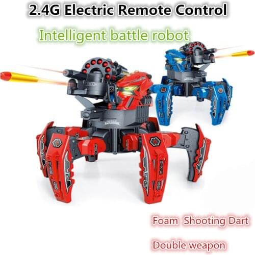 NEW 2.4G Electric Remote Control Robot Six-legged Spider Robot DIY Shooting Game Foam Shooting Dart Double weapon Toy Gift