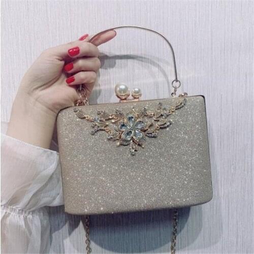 2020 new women diamond flowers wedding dinner bags luxury bling banquet wallets chain dinner purse for ladies MN