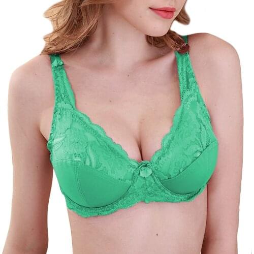 New Lace Cropped Bras For Women Bralette Mesh Perspective Thin Sexy Bra Lingerie Floral Plus Size 36 38 40 42 44 46 C D E