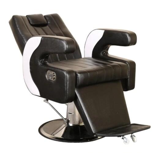 Barbers chair can be put down in the hairdressers chair