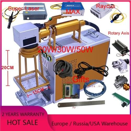Portable Fiber Laser Nameplate Marking Machine 20W 30W 50W Max Raycus Source For Non-Glare Metal Iron Stainless Steel Gold