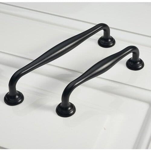 Durable Black Aluminum Alloy Door Handle Drawer Kitchen Cupboard Cabinet Drawer Pull Knobs for Furniture Hardware with Screws