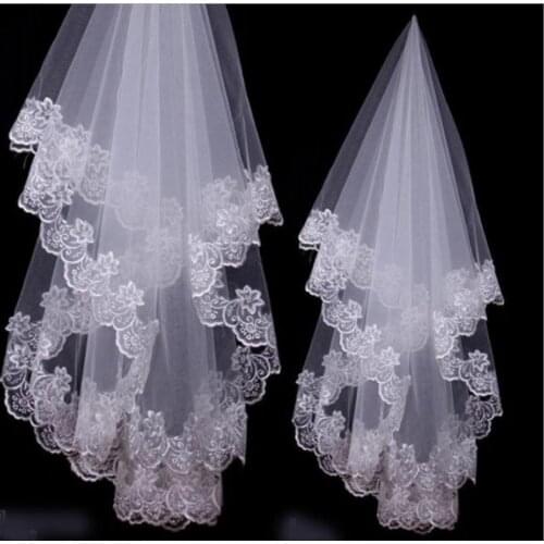 Wedding Veils Ivory White Champagne Red Drop Veil Bridal Accessories Fingertip