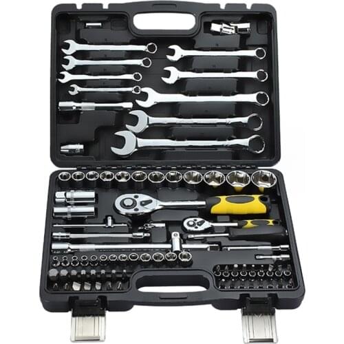 82pcs/set Socket Ratchet Wrench Socket Carbon Steel Socket Set Screwdriver Ratchet Driver Tool Kit with Case