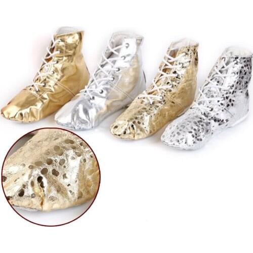 Comfortable High Top Jazz Dancing Shoes Sequin PU Ballroom Soft Sole Dance Shoes For Girls Women Adult wholesale A171