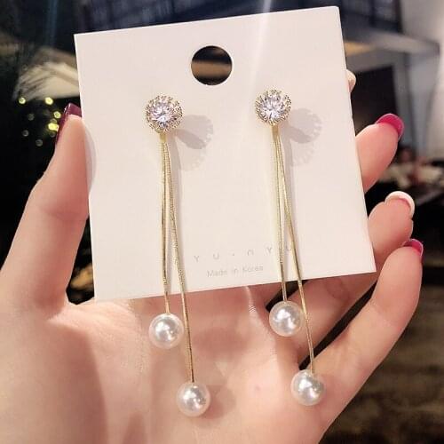 Drop Earrings For Women 925 Silver Needles Detachable Earrings Long Pearl Dangle Tassels Stainless Steel Jewelry Drop Shipping