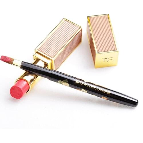 Rwonyeon Retractable Lip Brush with Cap Portable for Lipstick Gloss Synthetic Bristles