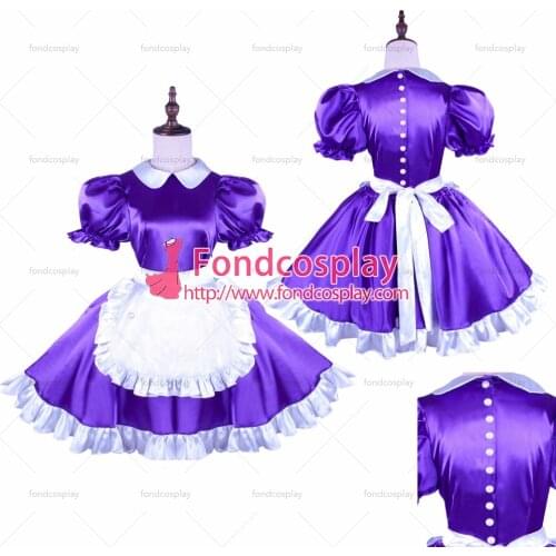 Satin sissy maid dress with Pearl buttons uniform Tailor-made[G1493]