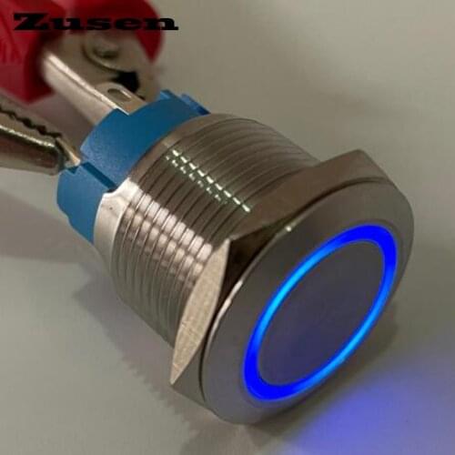 Zusen 19mm short on/off push button switch with ring illuminated (ZS19F-10ZE/J/B/V/S)