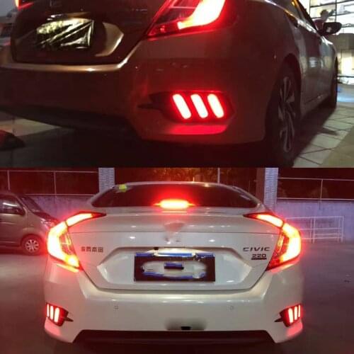 1Pair For Honda Civic 2016 2017 2018 LED DRL Rear Bumper tail light fog lamp Brake Lights Signal lamp DRL reflector
