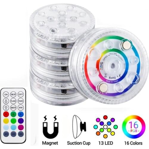 13 Led Remote Controlled RGB Submersible Light Battery Operated Underwater Night Lamp Outdoor Vase Bowl Garden Party Decoration