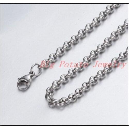 18-40" 3.5mm New Arrive Cool Jewelry 316L Stainless Steel Silver Color Rolo Link Chain Mens Womens Necklace Wholesale Or Retail