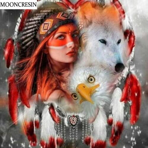 Diy Diamond Painting Wolf and Beauty Cross Stitch Mosaic Picture 5D Diamond Embroidery Animal Needlework Sticker Decoration Home