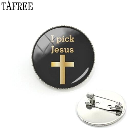 Out of the ordinary bijoux brooch pins jewelry I Pick Jesus Faith Christianity cross picture religious culture gift KC429