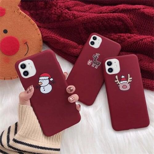 Christmas Elk Phone Case For iPhone 11 12 Pro Max X XR XS Max 6 6s 7 8 Plus 12Mini 5 5S SE 2020 Soft Cover For iPhone 13 Pro Max