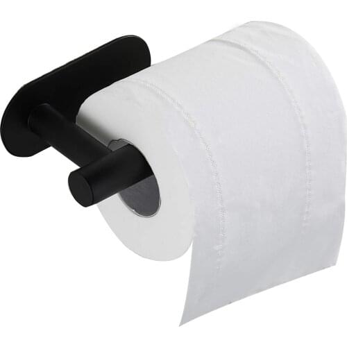 Black or Silver Brushed Toilet Paper Holder Bathroom Kitchen No Drilling 304 Stainless Steel Tissue Holder Autohesion