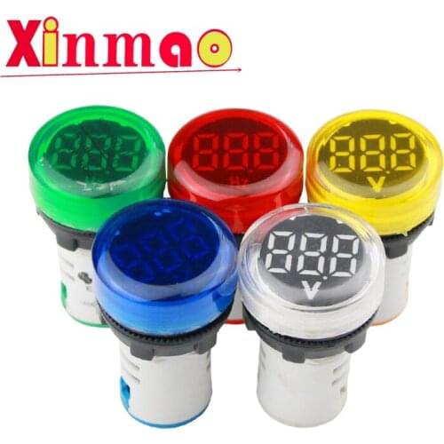 DIY Mini Digital Voltmeter 22mm Round AC 12-500V Volt Voltage Tester Meter Monitor Power LED Indicator Pilot Lamp Light Display