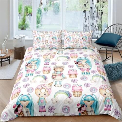 Home Textiles Luxury 3D Girl Print Duvet Cover Set 2/3 Pcs Pillowcase Girls Bedding Set AU/EU/UK/US Queen and King Size