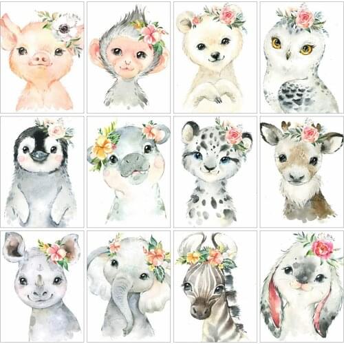 EverShine 5D Diamond Painting Cartoon Animal Full Square Diamond Embroidery Elephant Rhinestone Mosaic Art Kids Handmade Gifts