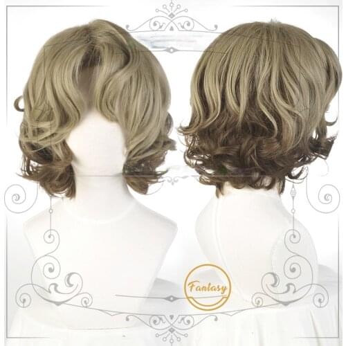 Faust Promise of Wizard Cosplay Brown Wig Heat Resistant Synthetic Hair Halloween Party + Free Wig Cap