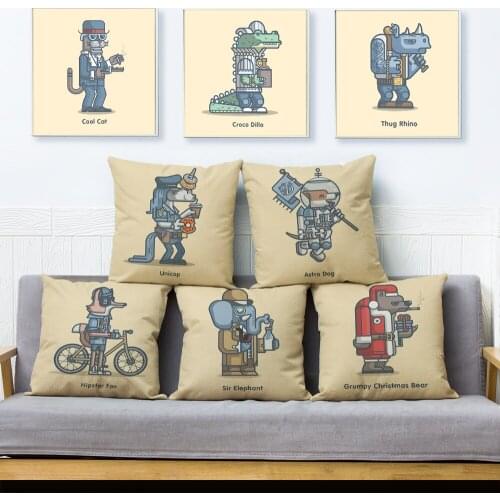 Cartoon Animals Unicorn Print Cushion Cover Fashion Home Decor Cushions Covers 45*45 Square Pillows Cases Linen Throw Pillowcase