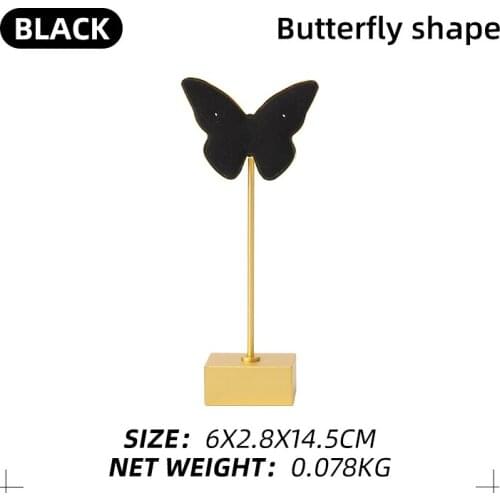 Metal Microfiber Black Butterfly Shaped Earring Jewelry Display Stand Femal Necklace Jewellery Organizers Counter Show Bracket