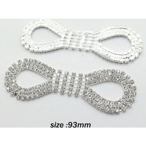 Fashion 2 Pcs 93mm Crystal bikini connestor buckles Ribbon Shoulder strap Bridal Dress Accessories Wedding
