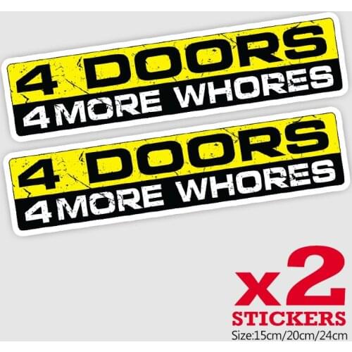 CS11504# 2 Pieces/Pack 15/20/24CM PVC Decal 4 DOORS JDM Sticker Waterproof Accessories on Bumper Rear Window Truck Motorcycle