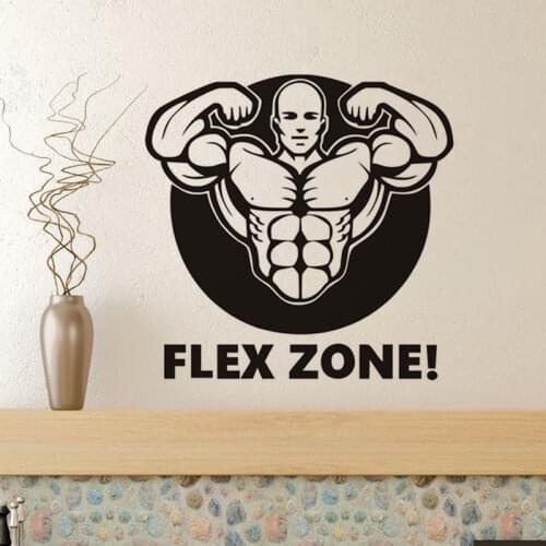 Muscle Man Decals Quotes Flex Zone Art Mural Wallpaper Removalbe Wall Stickers For GYM Living Room Waterproof Sports Decor ZA405