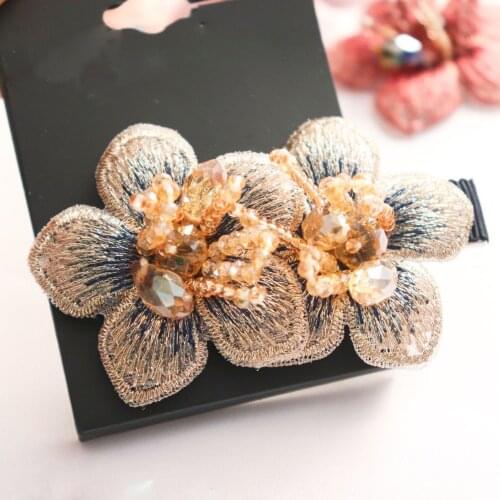 Handmade Beads Crystal Embroidery Patches For Shoes Flower Clothes Hat DIY Sew On Accessories Decorative Patch Applique