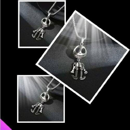 Wholesale 10 Cute Skull Pendant Necklace Titanium Steel Hip Hop Retro European and American Fashion Jewelry