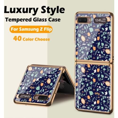 Original Tempered Glass Case For Samsung Galaxy Z Flip Luxury Plating Hard Phone Cover For Samsung Z Flip ZFlip 4G 5G Case Shell