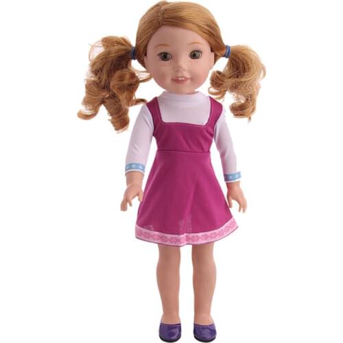 Doll Strap Long Sleeve Dress Fashion Suitable 14.5 Inch Wellies Wishers Doll ,Doll Clothes Accessories,Gifts For Girl